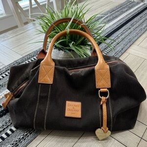 Dooney & Bourke Handbag Canvas Leather Brown Shoulder Purse